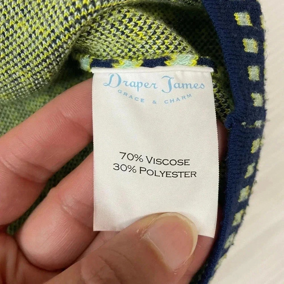 3 FOR $15 Draper James Button Front Cardigan Navy & Yellow W/Gold Buttons SZ Med - Picture 3 of 9